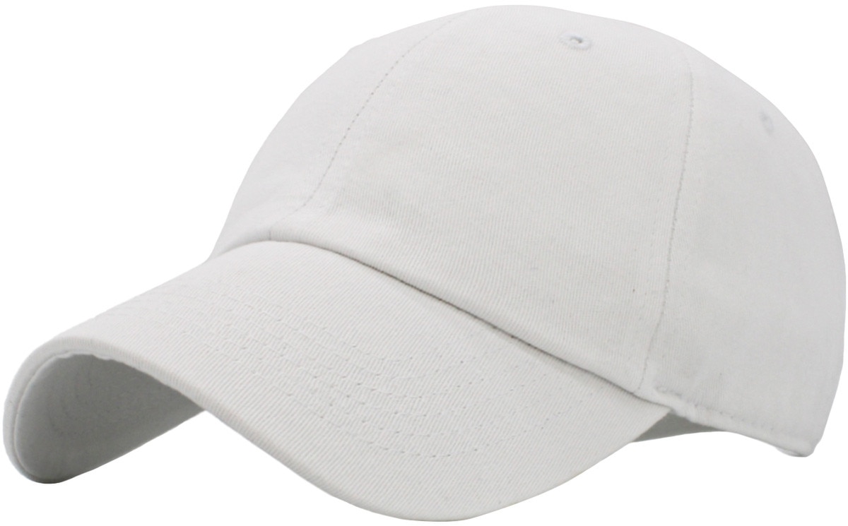 White Low Profile Baseball Caps Front Side View